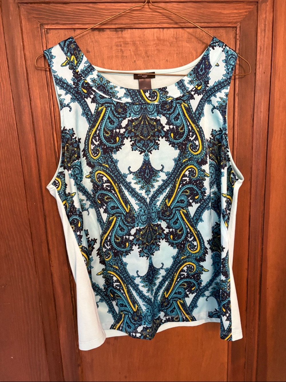 Sleeveless Paisley-Print Tank Top - Blue/White